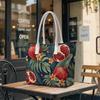 Vintage Pomegranate Print Casual Tote Bag Fashion Ladies Daily Large Capacity Shopping Shoulder Bag