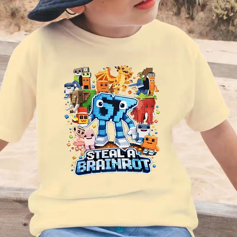 Steal A Brainrot 67 Six Seven Graphic T-Shirt Funny Casual Short Sleeve Round Neck Tops Summer Comfortable Children's T-Shirt