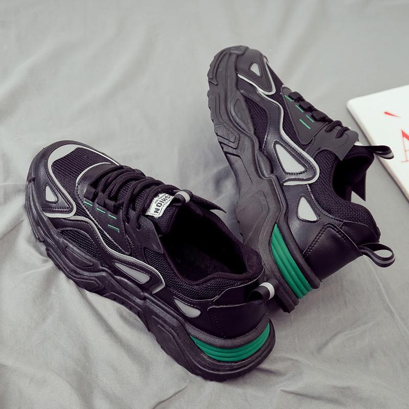 2025 Spring New Leisure Sports Dad Trendy Shoes Trendy Breathable Men's Shoes Versatile Height Increase Small White Board Shoes Net Shoes