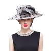 Women Church Hats Wide Brim Sun Derby Hat Organza Fascinators Kentucky Hats for Women Tea Party Wedding Hat