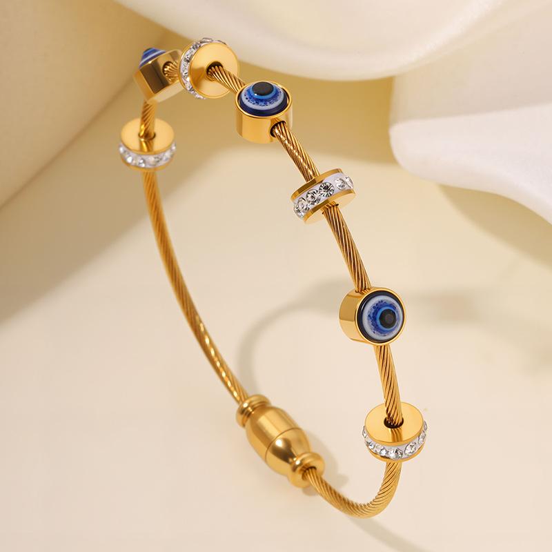 Women's European and American Fashionable Eye Sliding Wire Open Bracelet