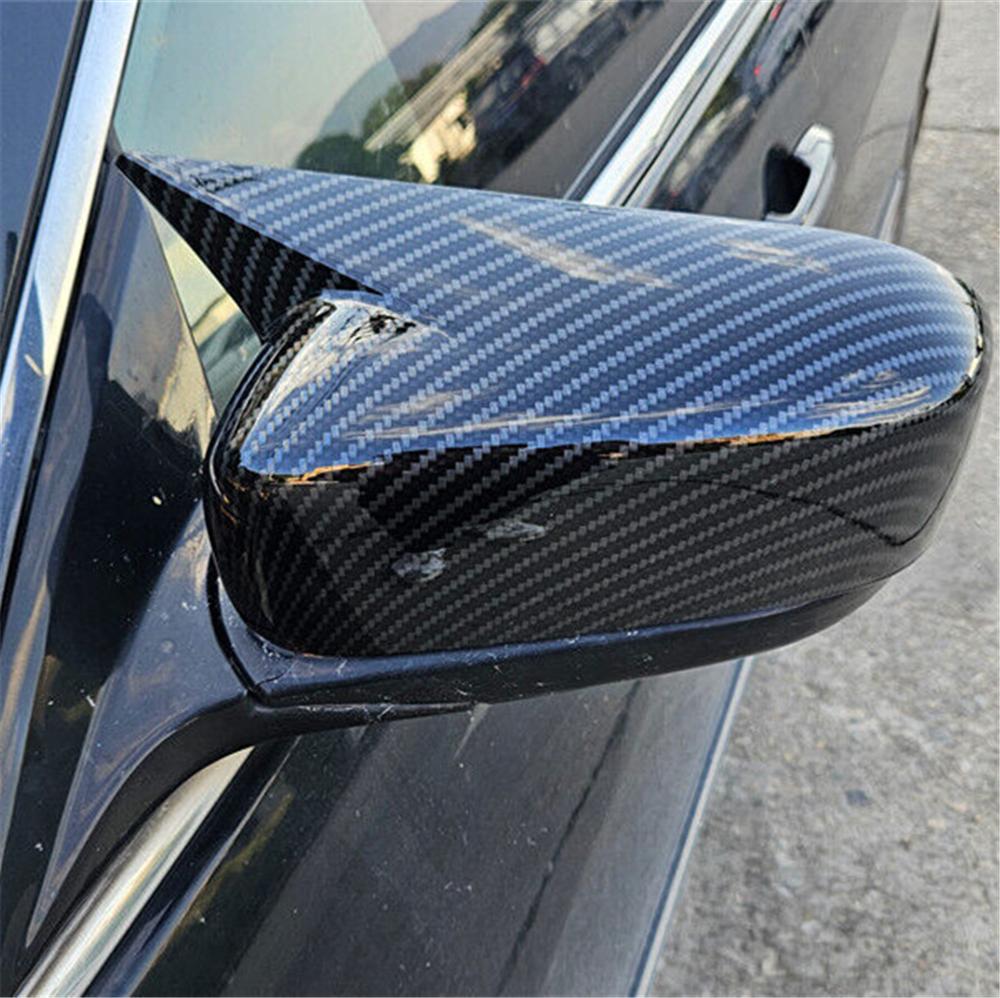 Pair Carbon Fiber Black Rearview Mirror Cover Cap For Honda Accord 7th 2003-2007