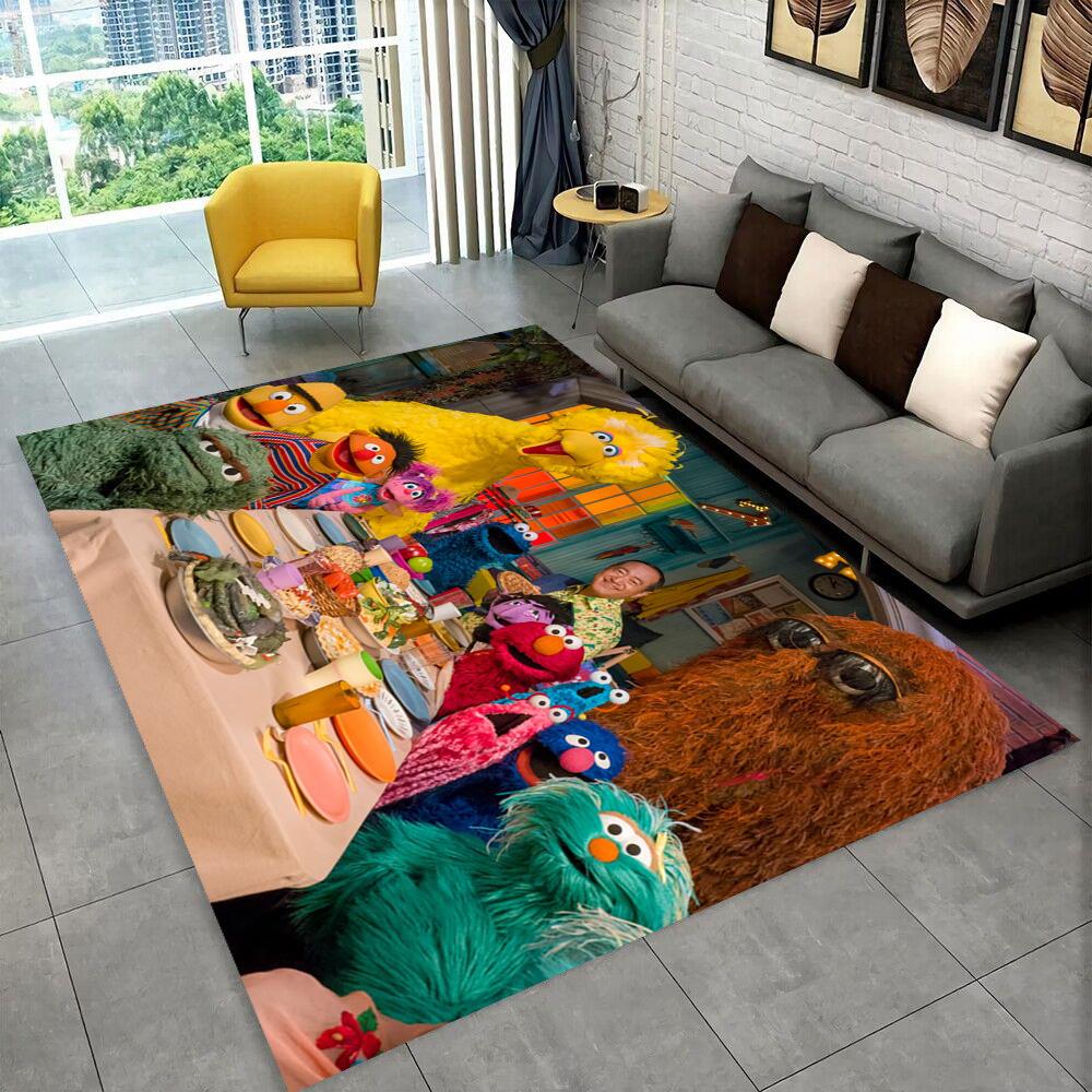 

S-Sesame Street TV Cute Cartoon Carpet Rug for Bedroom Living Room Sofa Home Doormat Home Decor,Area Rug Non-slip Floor Mat Gift 40x60cm