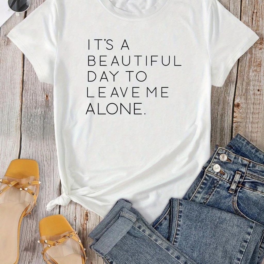New Casual Leave Me Alone Print Crew Neck Tshirt Loose Short Sleeve Fashion Summer TShirts Tops WoUnisexs Clothing S5xl