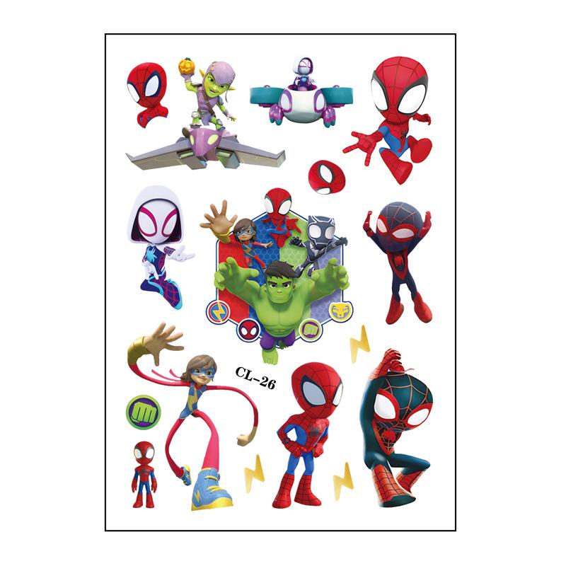 6Pcs Spiderman And His Amazing Friends Tattoo Stickers Waterproof Sticker Funny Kids Girls Christmas Birthday Gift Reward Toy