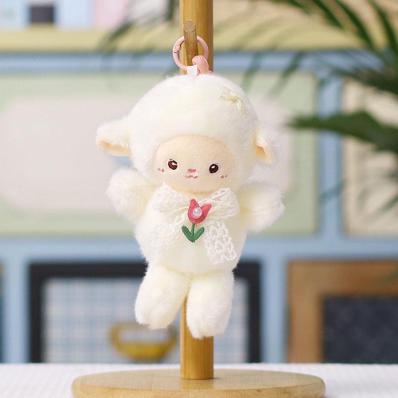 Soft Plush Sheep Keychain Cute Fluffy Appearance Bag Pendant Sturdy Key Accessory for Handbag Decor Holiday Gifts