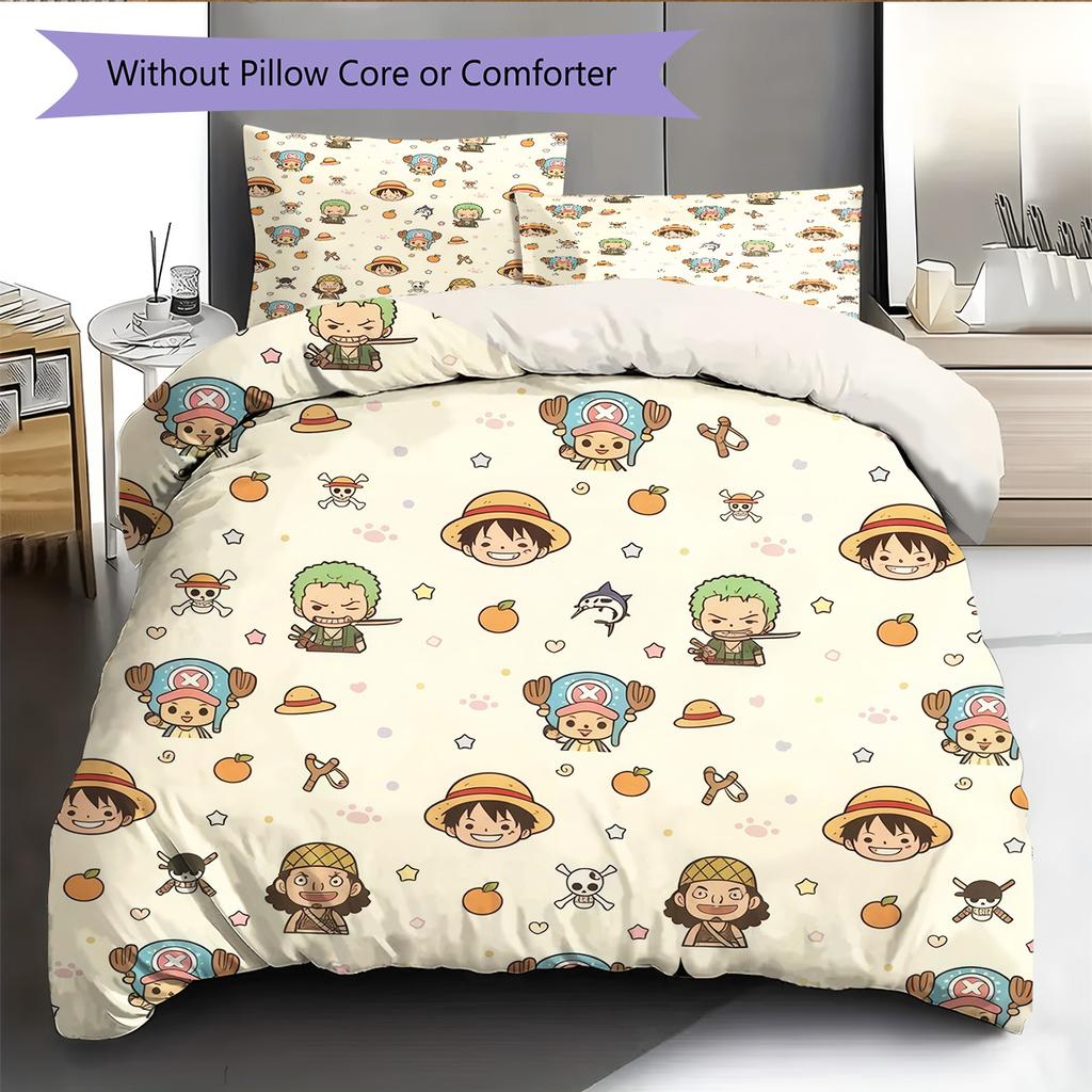 One Piece2 Pattern Bedding Quilt Set Home Decoration Gift (1 * Duvet Cover + 2 * Pillowcase Without Core)