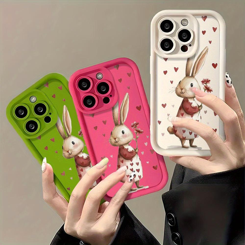 Spring Rabbit Flowers Beautiful Mobile Phone Case Suitable for iPhone16 15 14 13 1211Pro/Max/Plus Anti-fall and Shock Protection