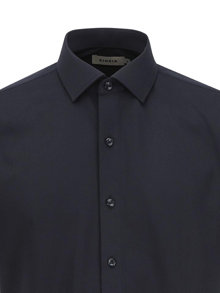 ZIOZIA Men'S) Slim Fit Semi-Wide Collar Short Sleeve Shirt_Navy