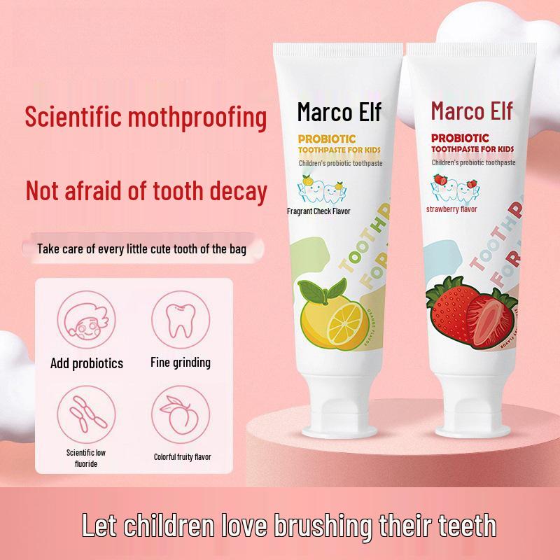 Fruit-Flavored Fluoride Toothpaste for Kids: Anti-Cavity, Probiotic, Suitable for Ages 1-12+