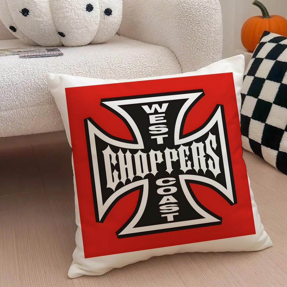 Brand Biker W-West Coast Choppers Cushion Cover Throw Pillow Cover Hidden Button Durable Polyester Chair Cushion
