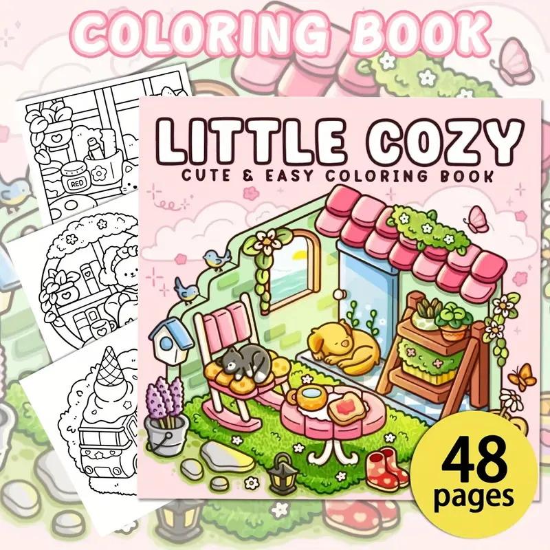 LITTLE COZY Adult Coloring Book Stress Relief 1pc with 22 Thick Paper Pages And Bold Designs No Batteries Required Ideal Gift