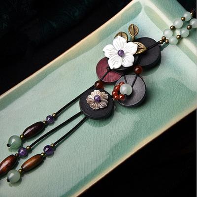Long Boho Necklace Women Statement Necklace Shell Flower Colorful Natural Stone Necklaces for Women