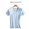 Men T-shirt Anti-shrink V Neck Thin Polyester Men Summer Fitness T-shirt for Gym