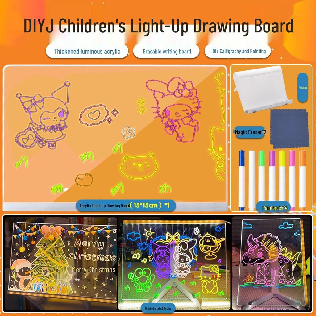 Reusable Light-Up Drawing Board for Kids – Eye-Protective, Erasable Handwriting Toy with Pen