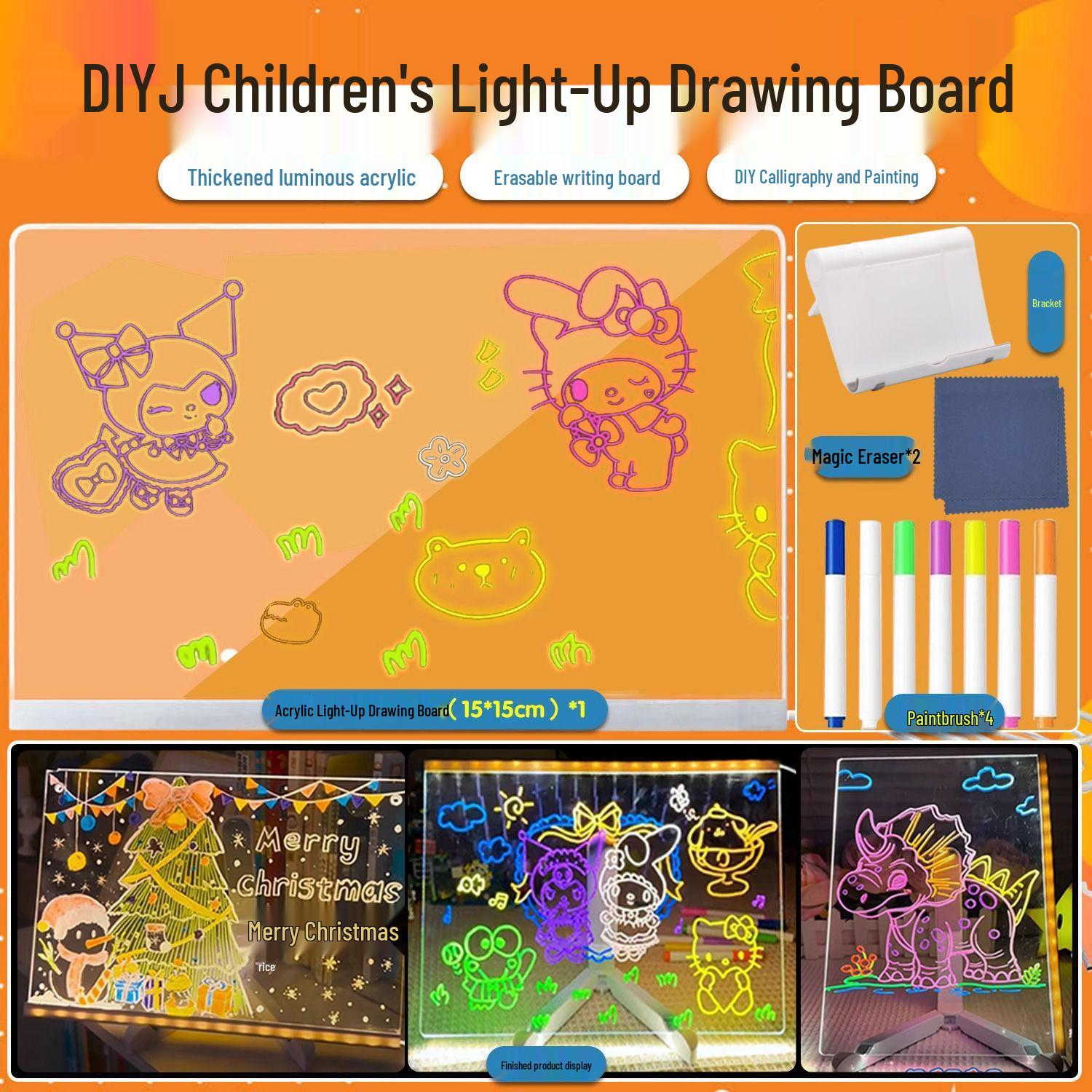 

Reusable Light-Up Drawing Board for Kids – Eye-Protective, Erasable Handwriting Toy with Pen