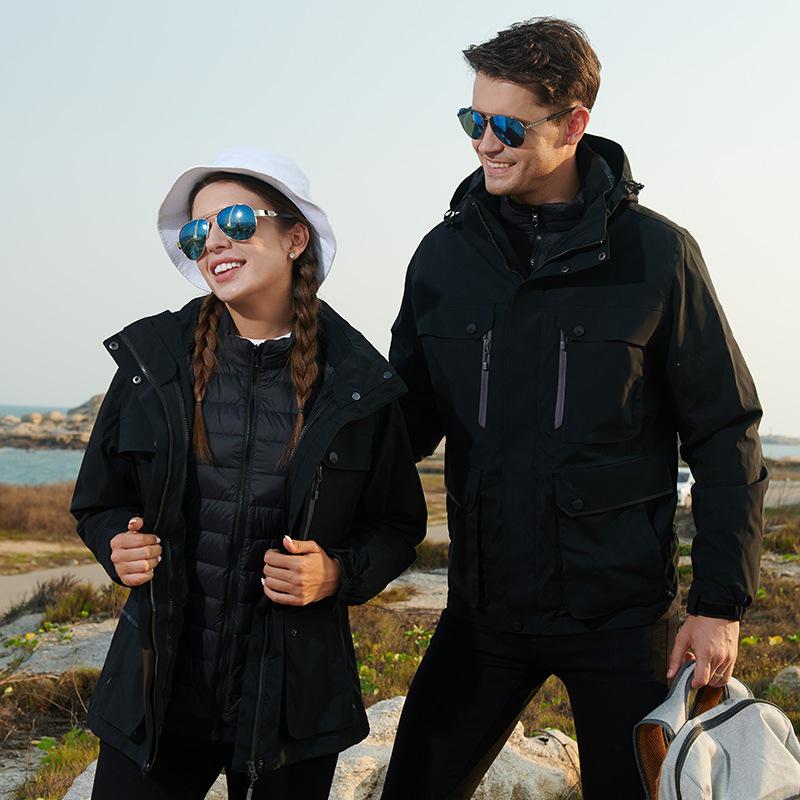 Unisex 3-in-1 Waterproof Down Jacket with Detachable Fleece Liner for Autumn/Winter Mountaineering