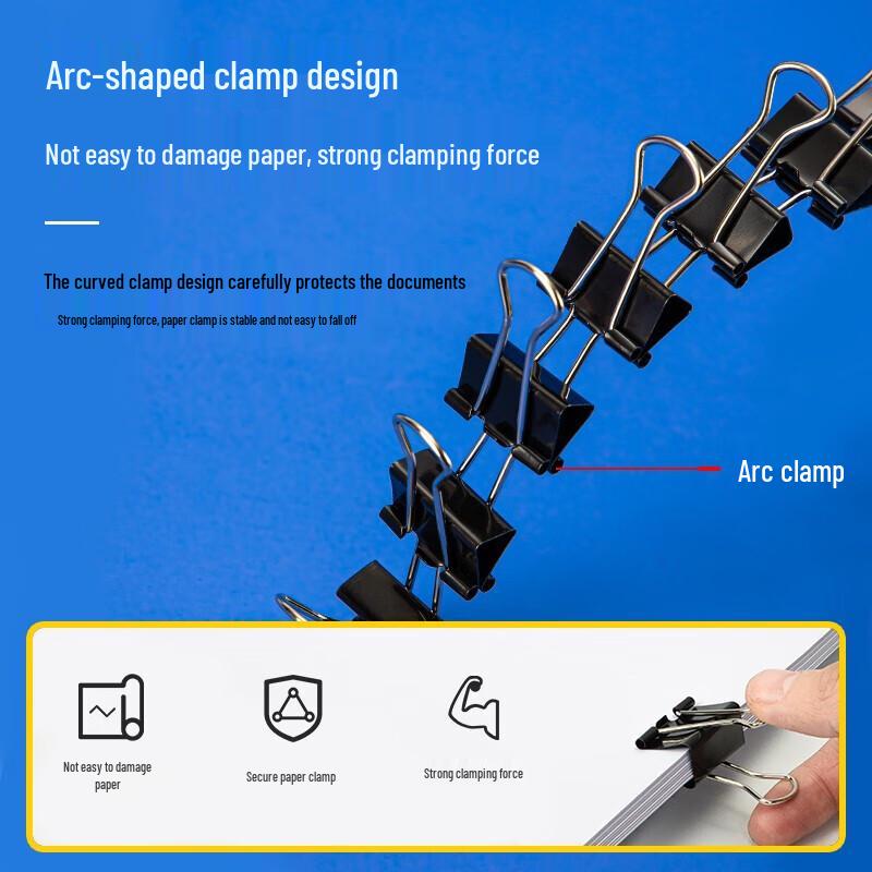Deli 25mm Black Long Tail Paper Clips