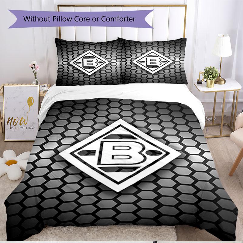 Parure de lit 3 pièces avec housse de couette (1*Housse de couette + 2*Taie d'oreiller, sans noyau), Ensemble de literie doux toutes saisons imprimé Borussia Mönchengladbach, Cadeau de décoration pour chambre à coucher à la maison