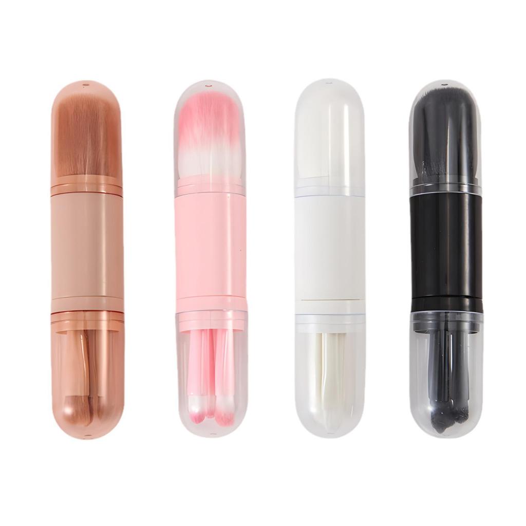 Compact 4-in-1 Makeup Brush Set: Telescopic Mini Brushes for Loose Powder and Eye Shadow
