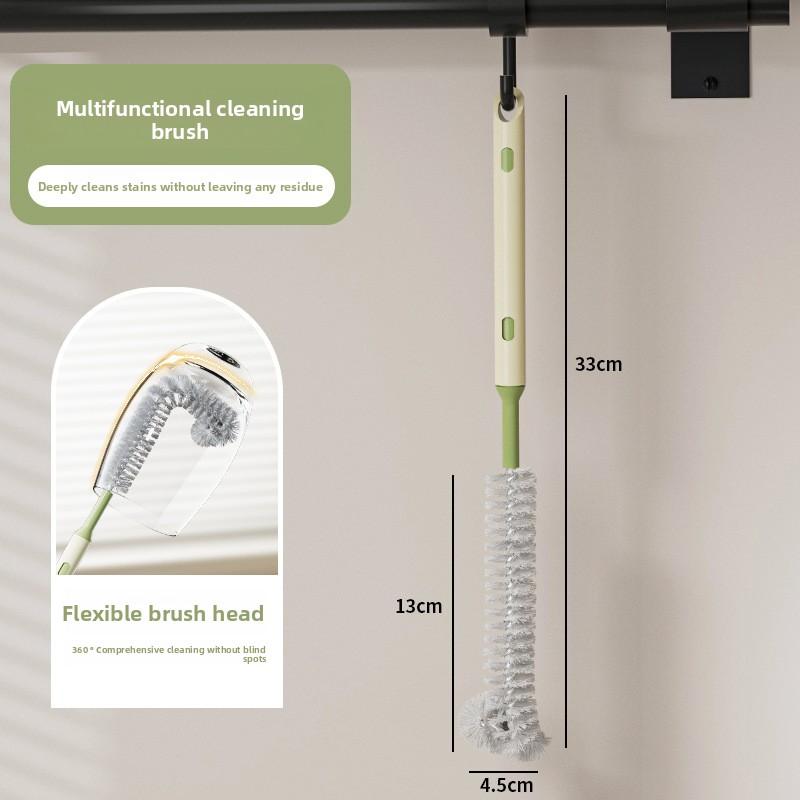 Multi-functional Telescopic Cup Brush, Cleaning Long-handled Stiff-bristled Scrubber, Milk Bottle Brush, Kitchen Cleaning Brush 1pc зелёный