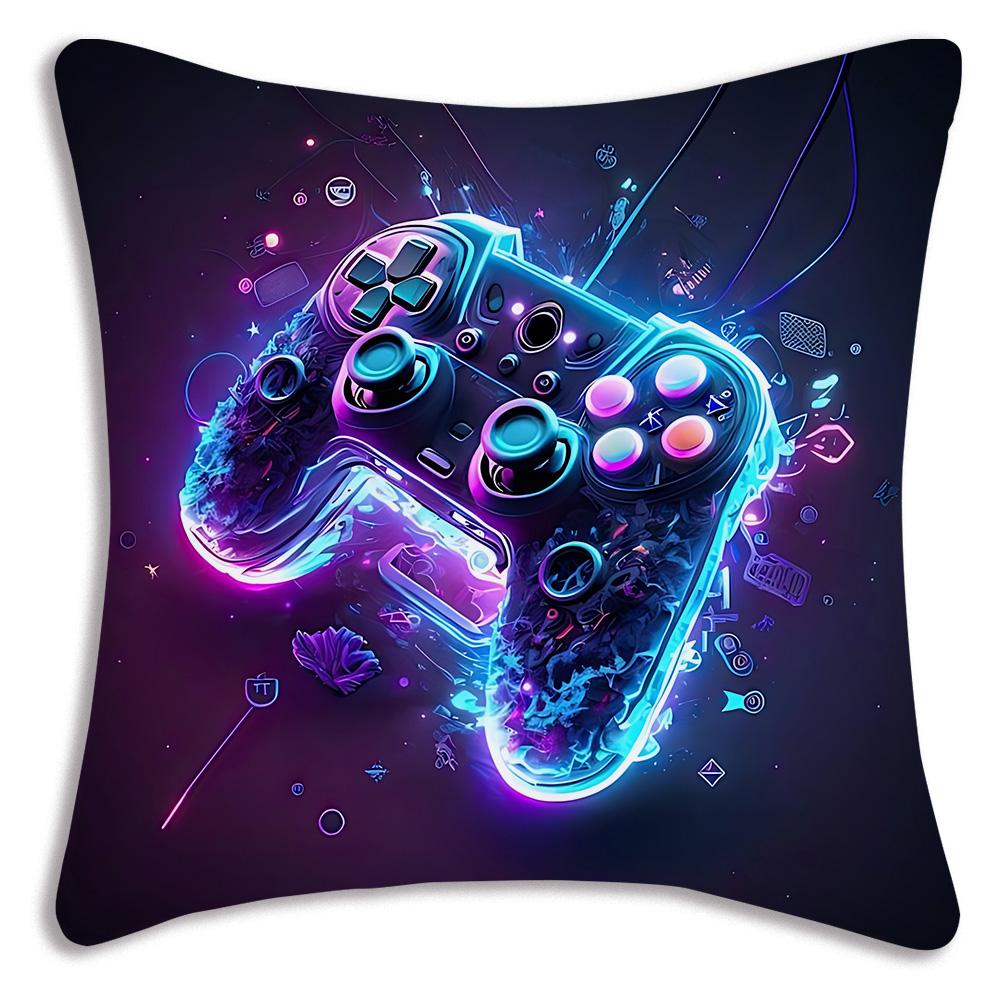 Hot Colorful Game Gamepad Pillow Covers Cartoon Sofa Decorative Home Double-Sided Printing Short Plush Cute Cushion Cover