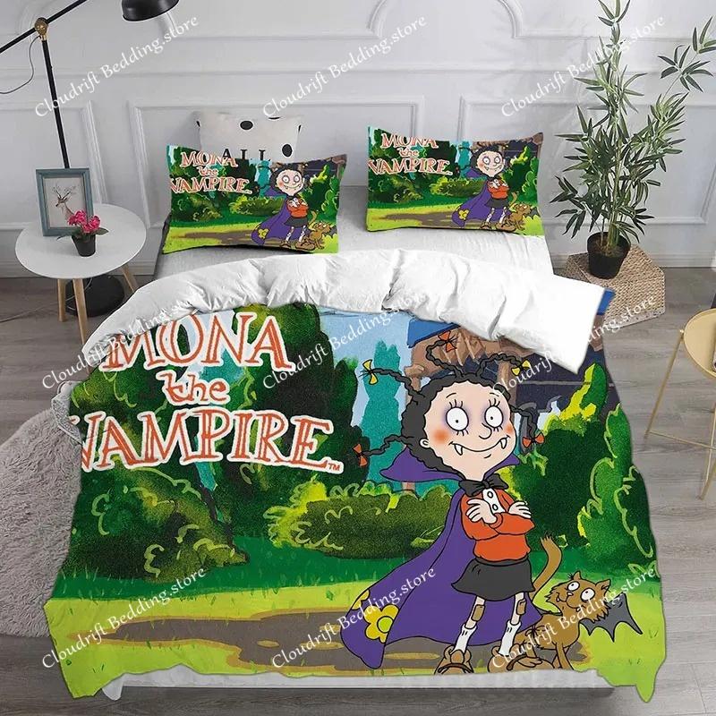 Cartoon Mona the Vampire Anime Bedding Sets Comforter Quilt Bed Cover Duvet Cover Pillow Case Kids Adult Size
