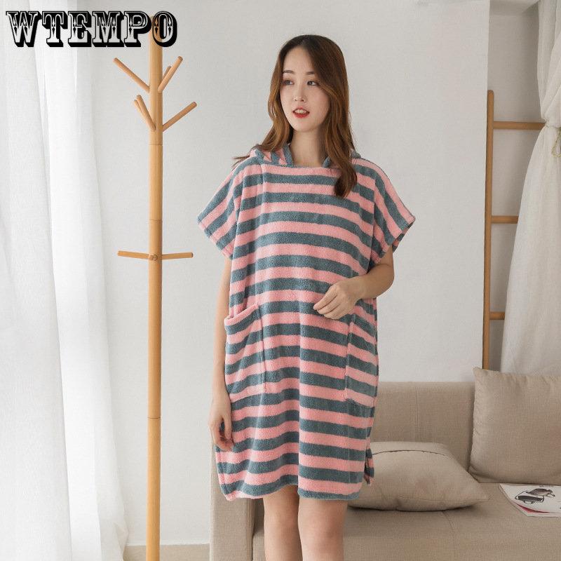 

Банное полотенце с капюшоном из микрофибры, мягкий утолщенный женский халат, водопоглощающая одежда, аксессуары для ванной комнаты и дома для отеля