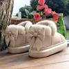 Butterfly Knot Cotton Slippers for Women In Winter, with A Bag Heel and Plush Cotton Shoes for Warmth and Thick Soles, Worn Externally