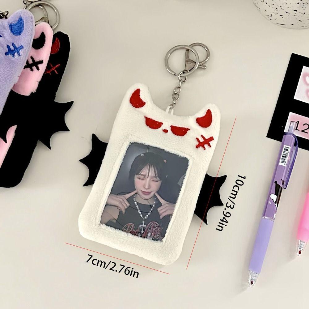 Bat Demon Cartoon Plush Photocard Holder Transparent Photo Protective Case Bus Card Holder  Outdoor