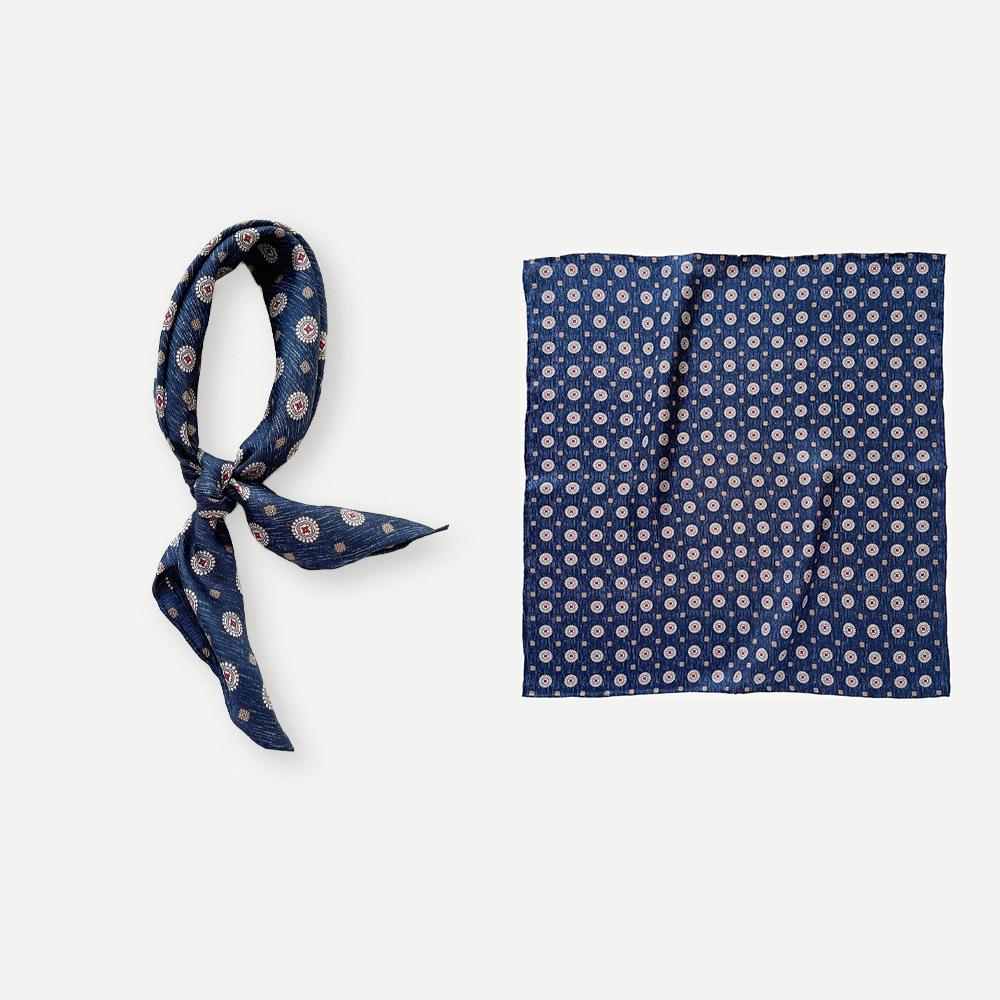 May Kaji American retro headband square scarf neck shirt with cashew flower paisley silk scarf suit accessories