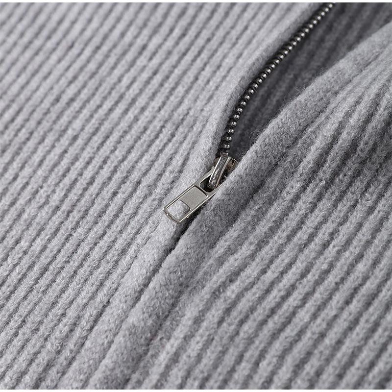 Bestseller Europeo e Americano 2025: Cardigan con zip a maniche lunghe in stile maglia casual