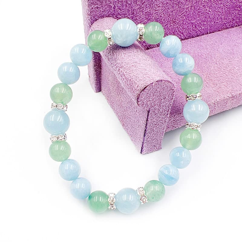 of Aventurine and Aquamarine Power Natural Prayer Junseki [Stone Happiness] Bracelet, Stone, Stone, Women's Bracelet, Men's Accessory, Amulet, Health,