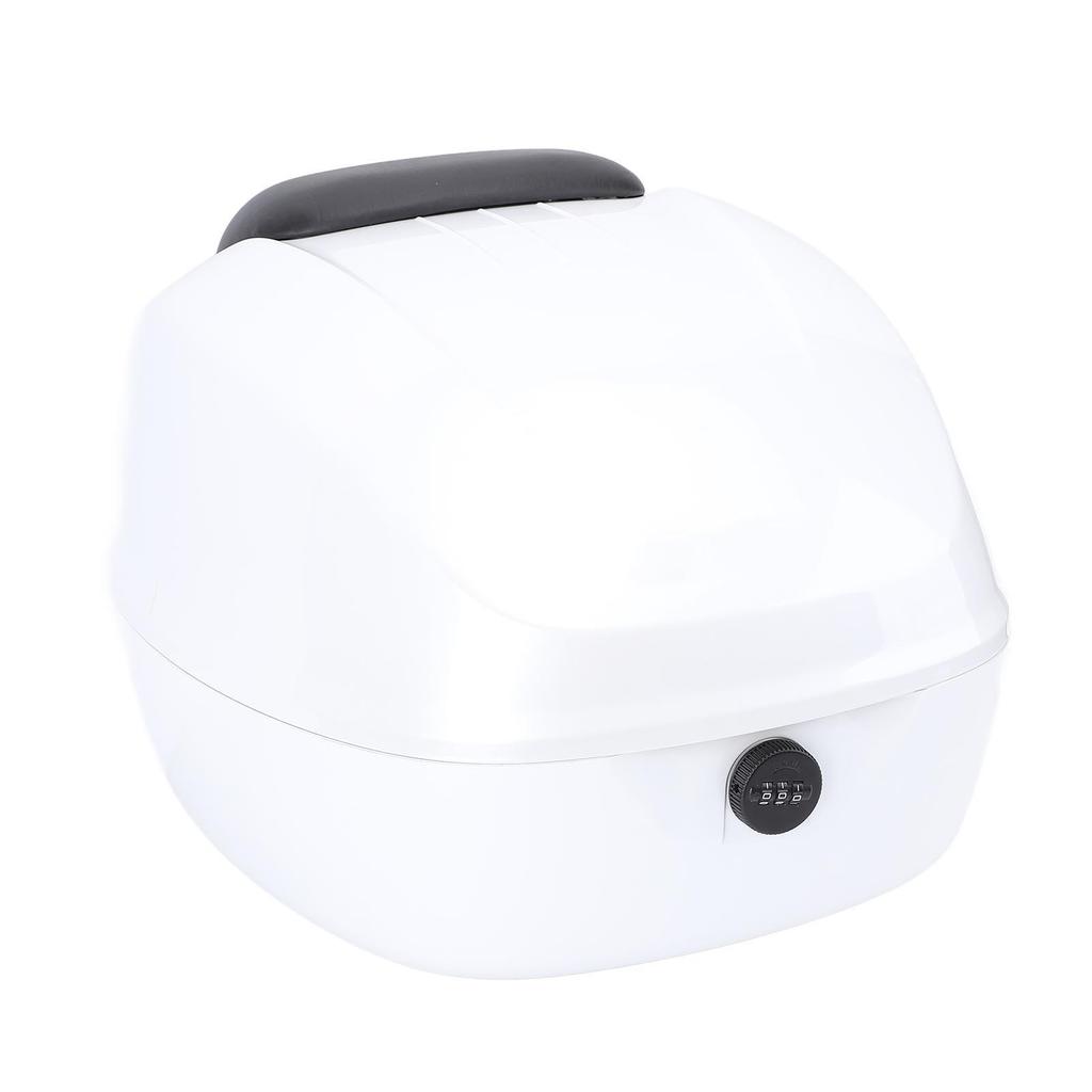 Motorcycle Top Case with Combination Lock ABS Waterproofing Tail Box Carrier Case for Electric Bike Scooter White