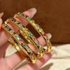 Retro Dopamine Rainbow Candy Bracelet Light Luxury Elegant Solid Gold Double-sided Diamond-encrusted Colored Treasure Open Bracelet Women