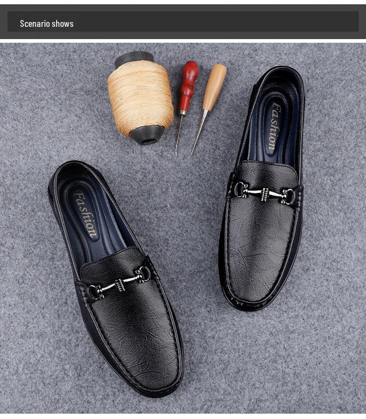 Men's Breathable Slip-on Leather Driving Shoes - Soft Sole, Small & Large Sizes Available