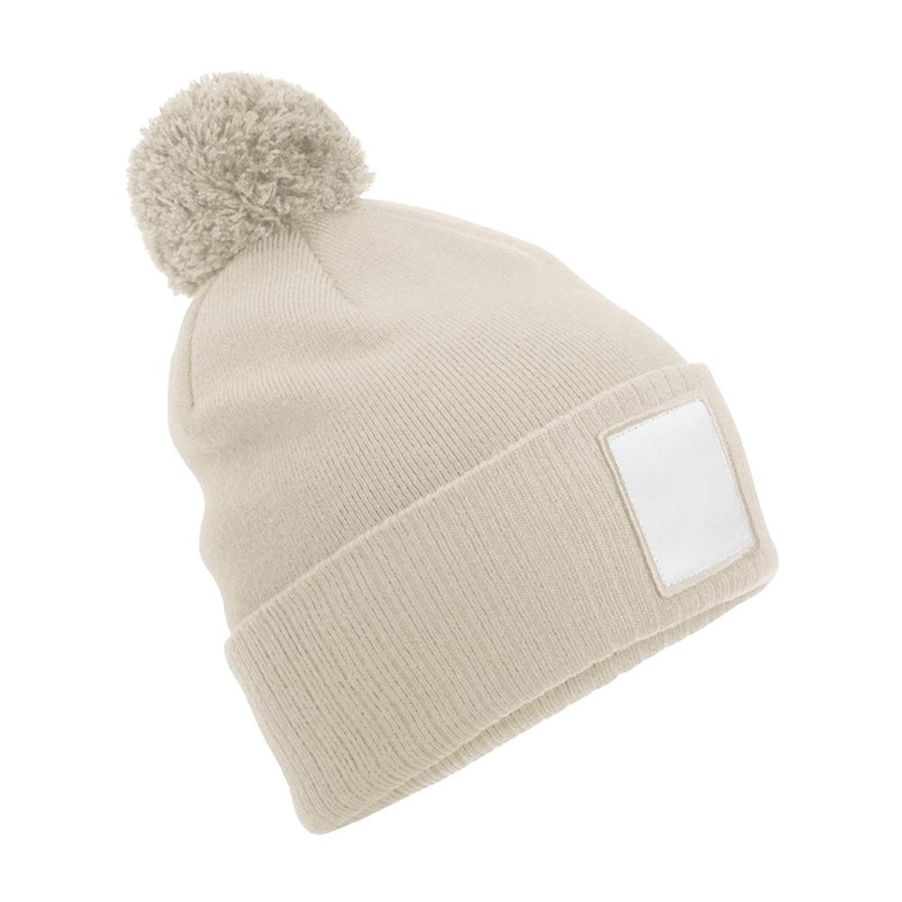 Beechfield Pom Pom AppliquÃ© Patch Beanie
