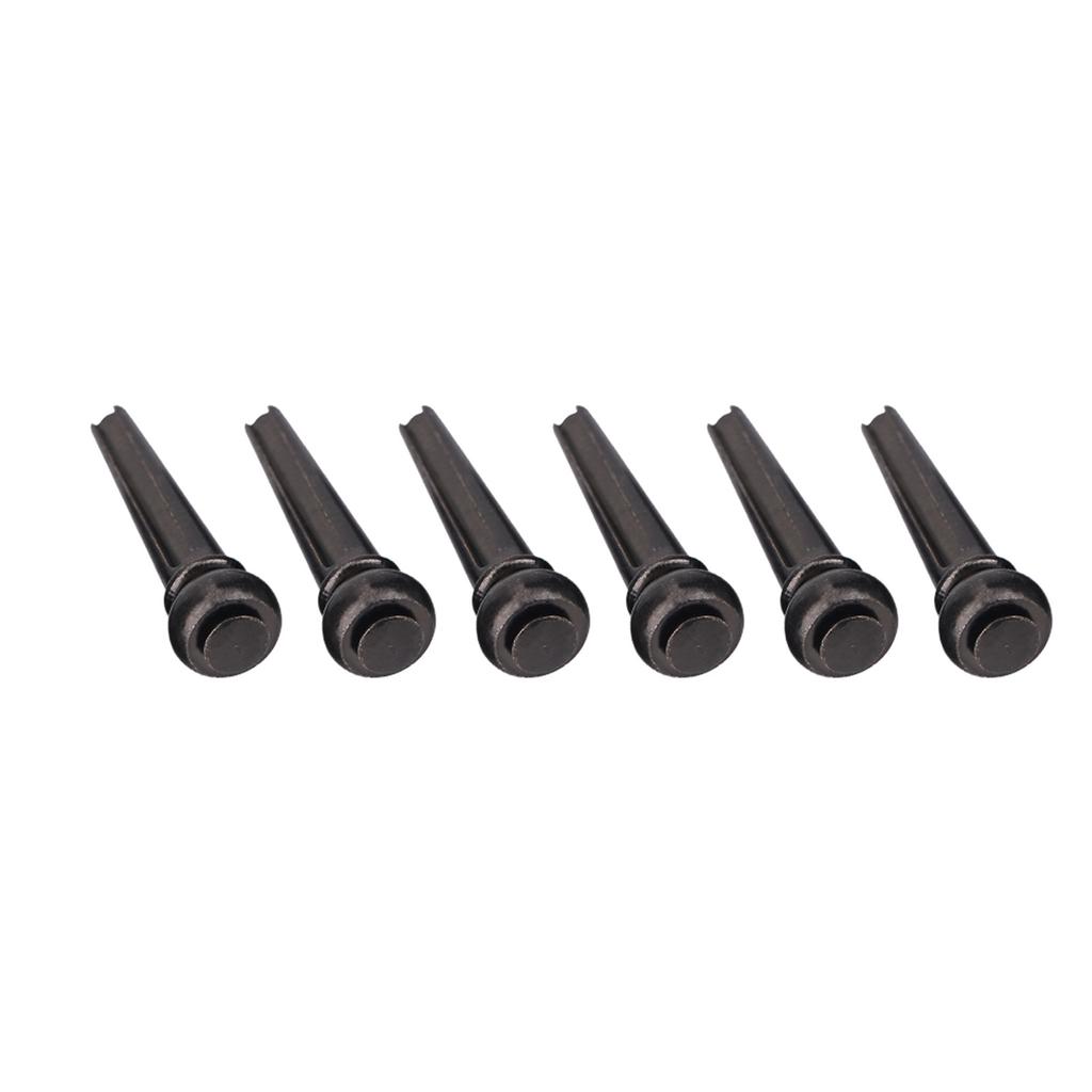 6Pcs Set Durable Brass Guitar Bridge Pins for Folk Guitars Replacement Parts(Black)
