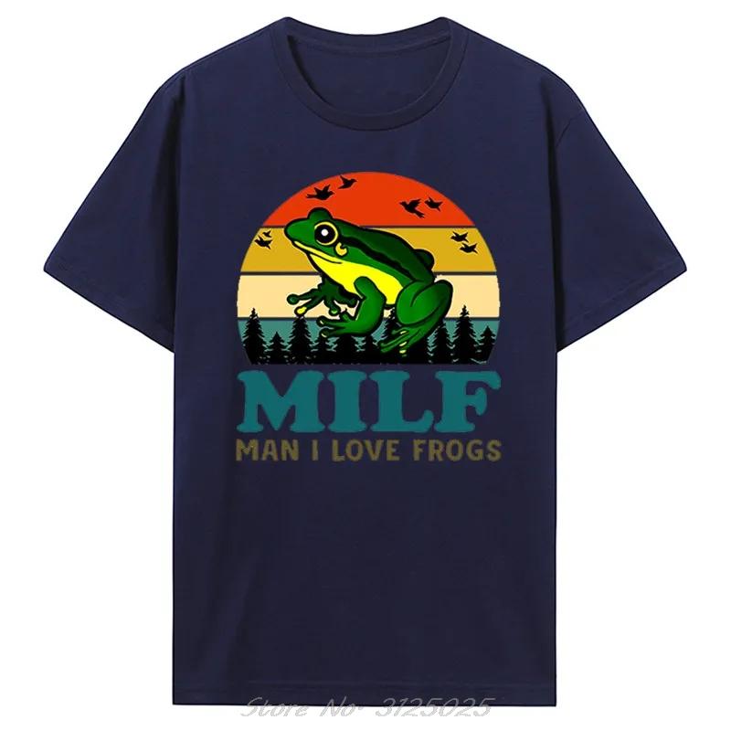MILF Unisexs Clothing Oversized Tshirt I Love Frogs Funny Saying Frog Amphibian Lovers Vintage Cotton Tshirt Funny Cotton Tshirt