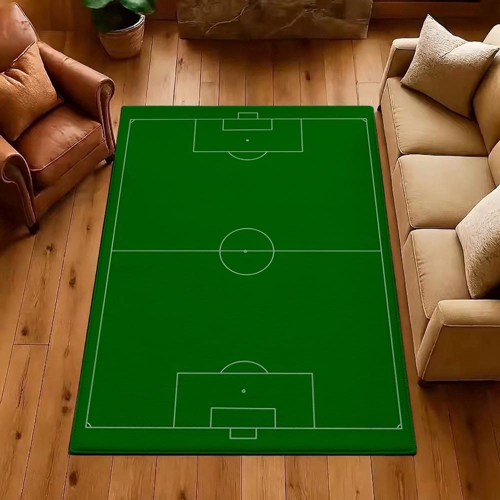 Soccer Ball Green Field Rectangular Rug Nonslip Durable Carpet For Gaming Room Study Living Room Home Party Decor Holiday Gift