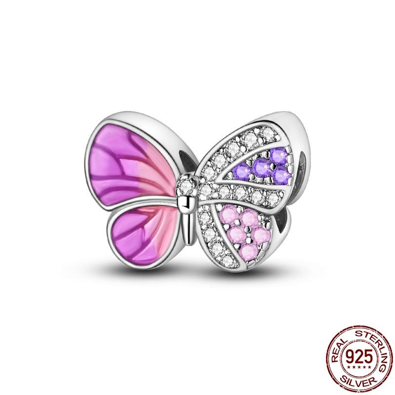 Copper Butterfly Flying Beads Charms Fit Original 3Mm Pan Bracelet&Bangle For Women Birthday Fine Jewelry Gift