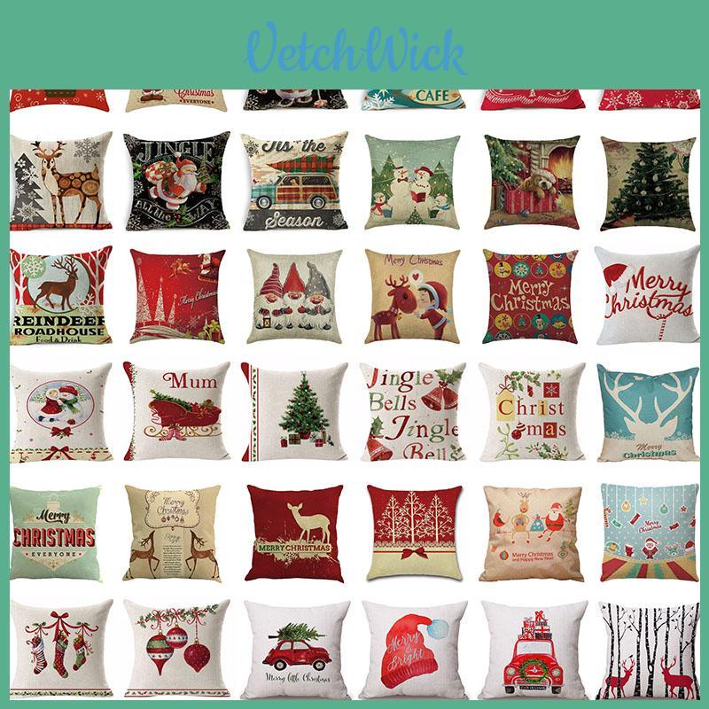Chic Christmas Xmas Linen Cushion Cover Ideal For Decorative Use In Any Living Space
