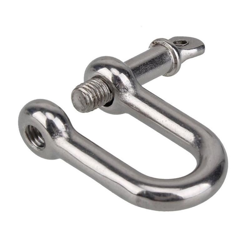 M4/M5/M8/M10/M12 304 Stainless Steel D Type Shackle Short Paragraph Rigging 1/4 Inch Shackle Hooks Boat Rigging Hardware