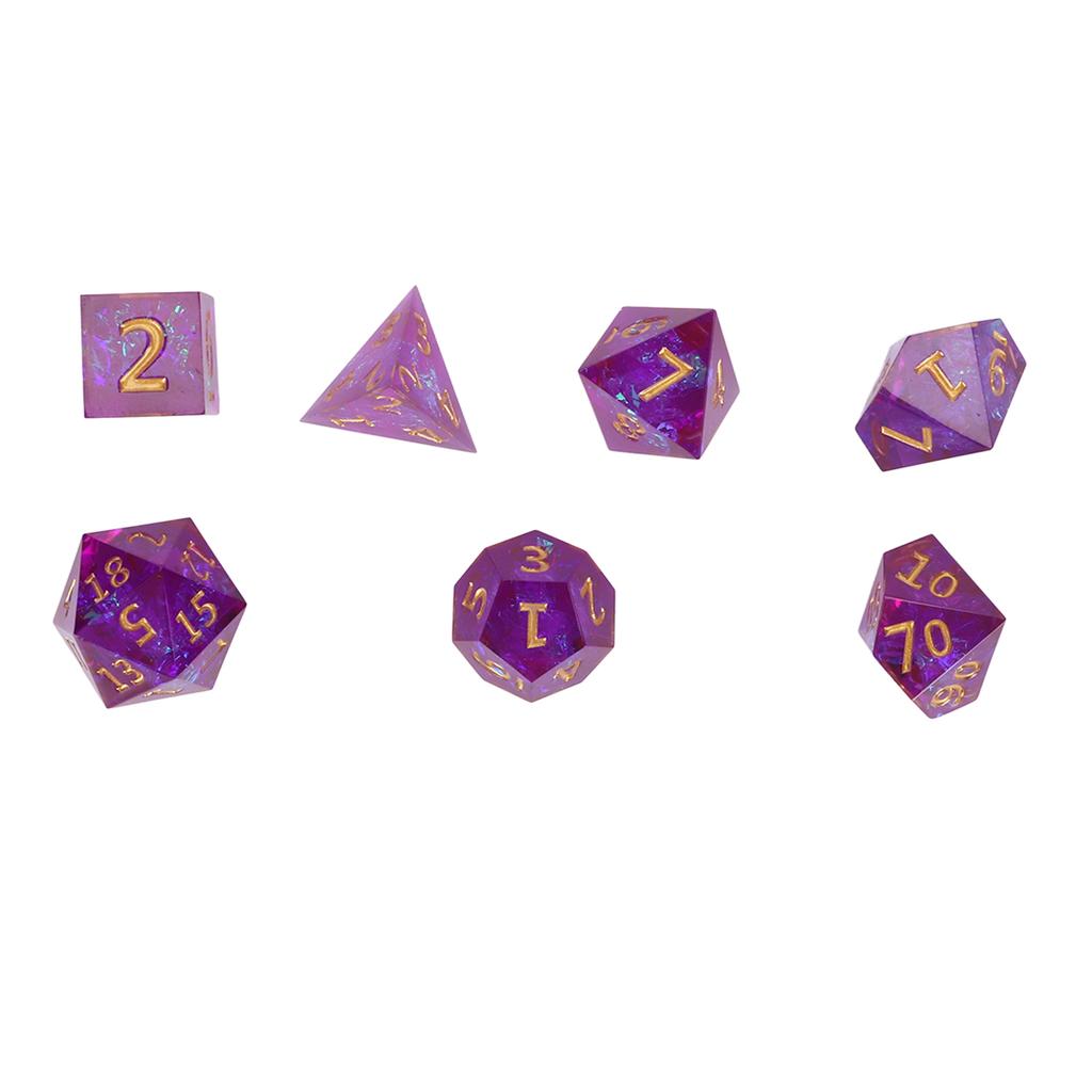 7pcs Purple Polyhedral Dice Set Holiday Party Resin Exquisite Role Playing Game Dice Props for Board Game