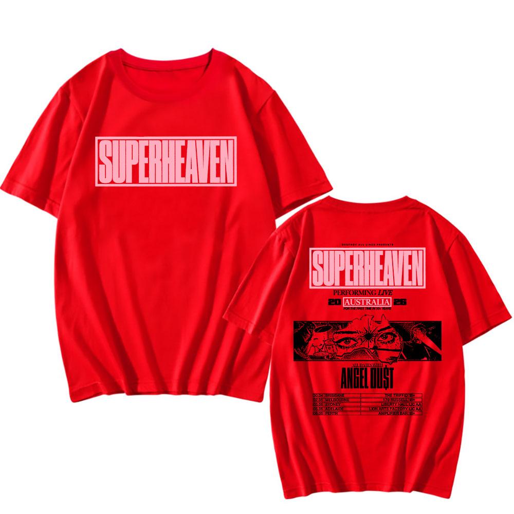 SUPERHEAVEN Australian Tour 2026 T-shirt Unisex Streetwear Summer Cotton Men/Women Tshirts Graphic Printing Merch Hip Hop