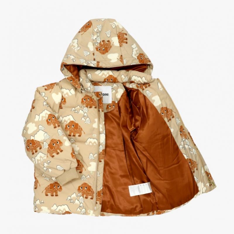 Mini Rodini Kids Jacket Hooded Puffer Mammoths Aop 2571011413