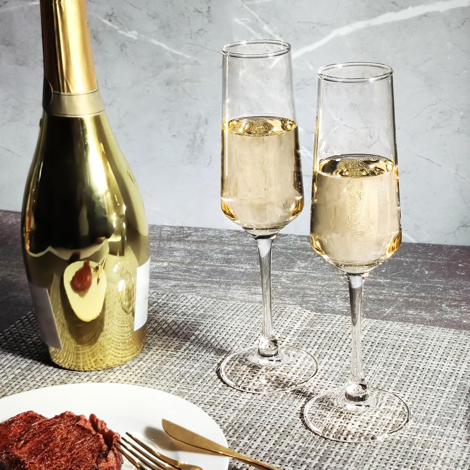 

Champagne Glasses Set of 12, Unique Long Stem Flutes for Party, Bar, Wine Toasting, Clear United States