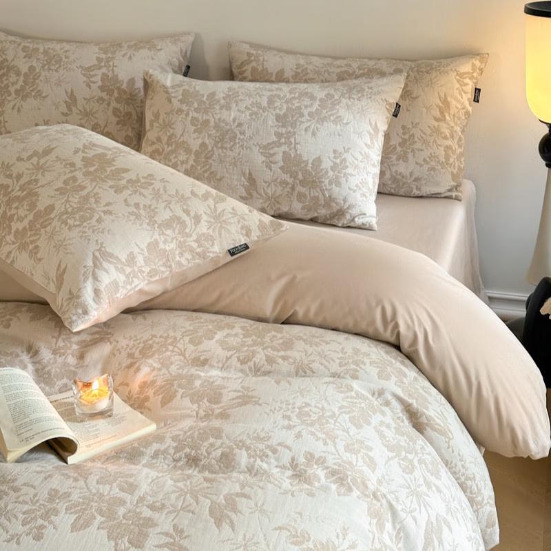 

Lilang Floral Coffee Double Gauze 4-Piece Bedding Set