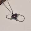 Heart Crosses Featuring Feather Wing Gothic Pendant Necklace Representing Love Freedom for Dark Culture Devotees