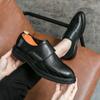 Fashion Men Business Dress Leather Shoes Black Brown Velcro British Big Head Leather Shoes Korean Edition Men Shoes Size 38-46